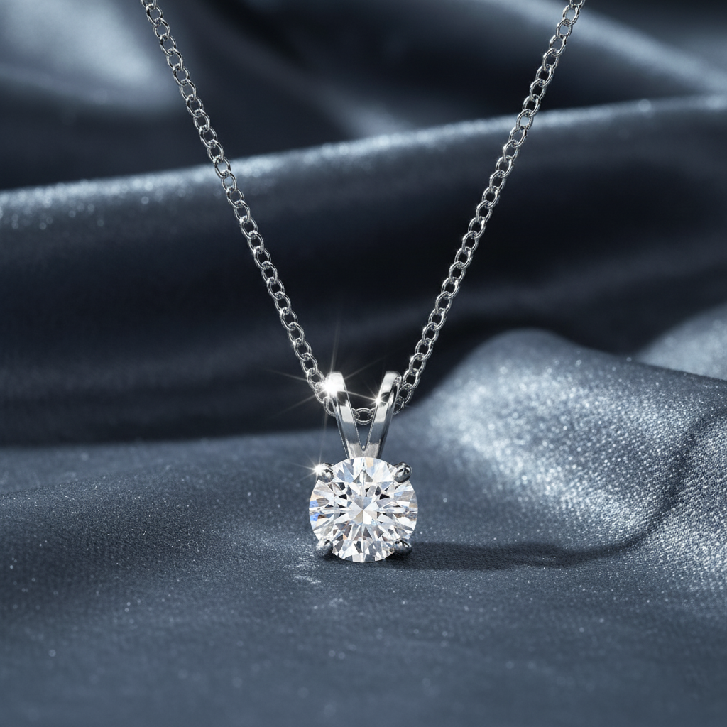 Exceptional Round Lab Diamond Solitaire Necklace