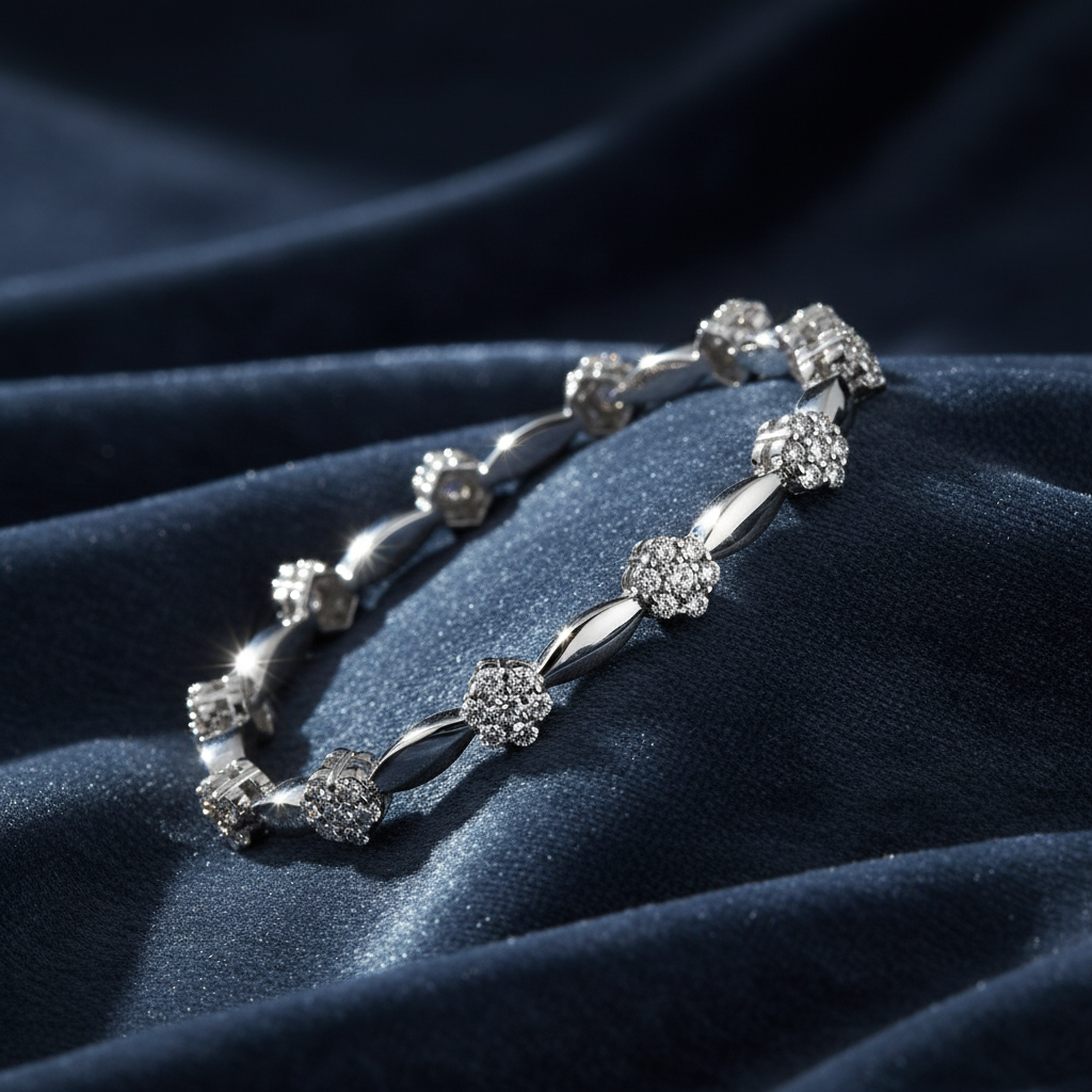 Delicate Diamond Flower Tennis Bracelet