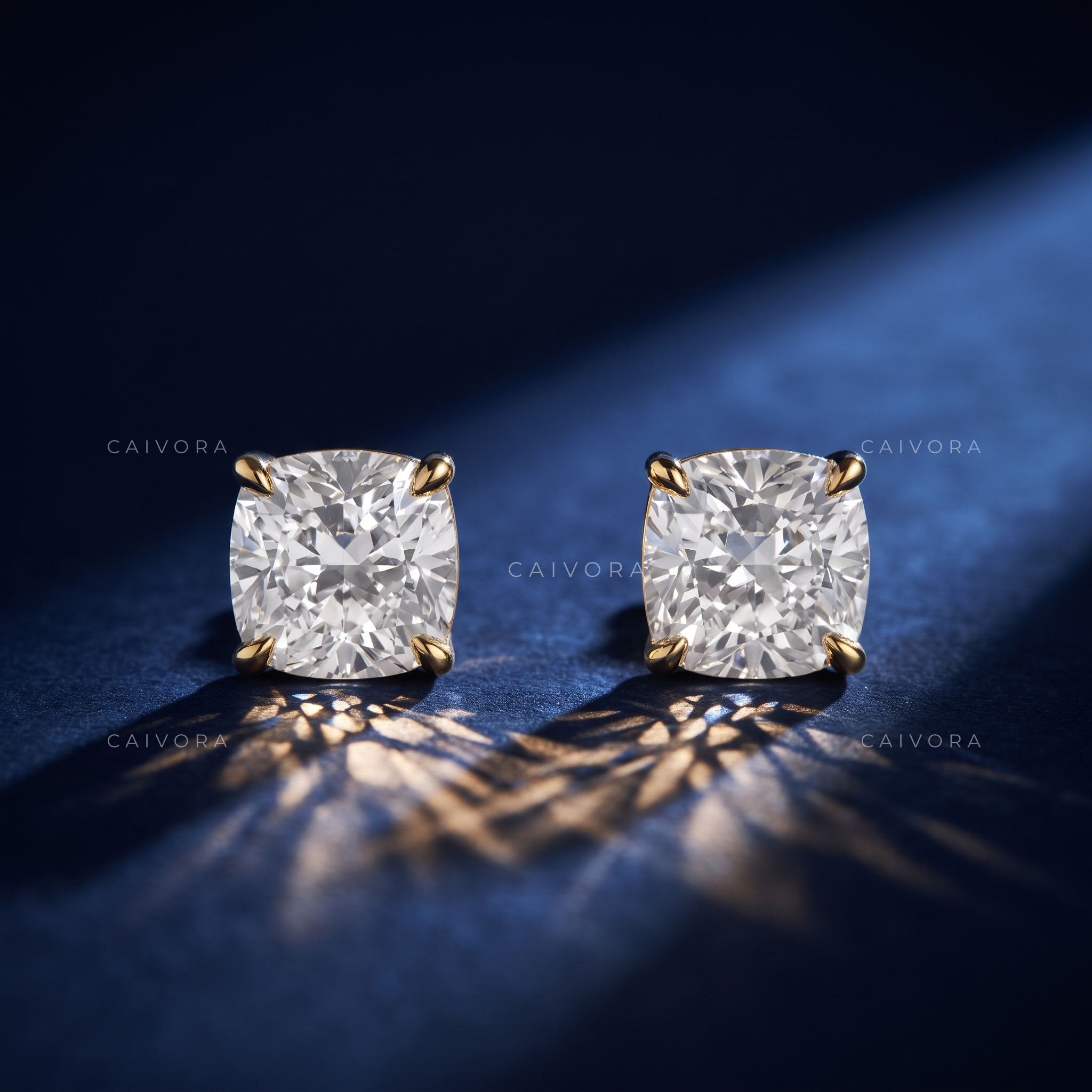 Velvet Square Cushion Brilliant Solitaire Studs