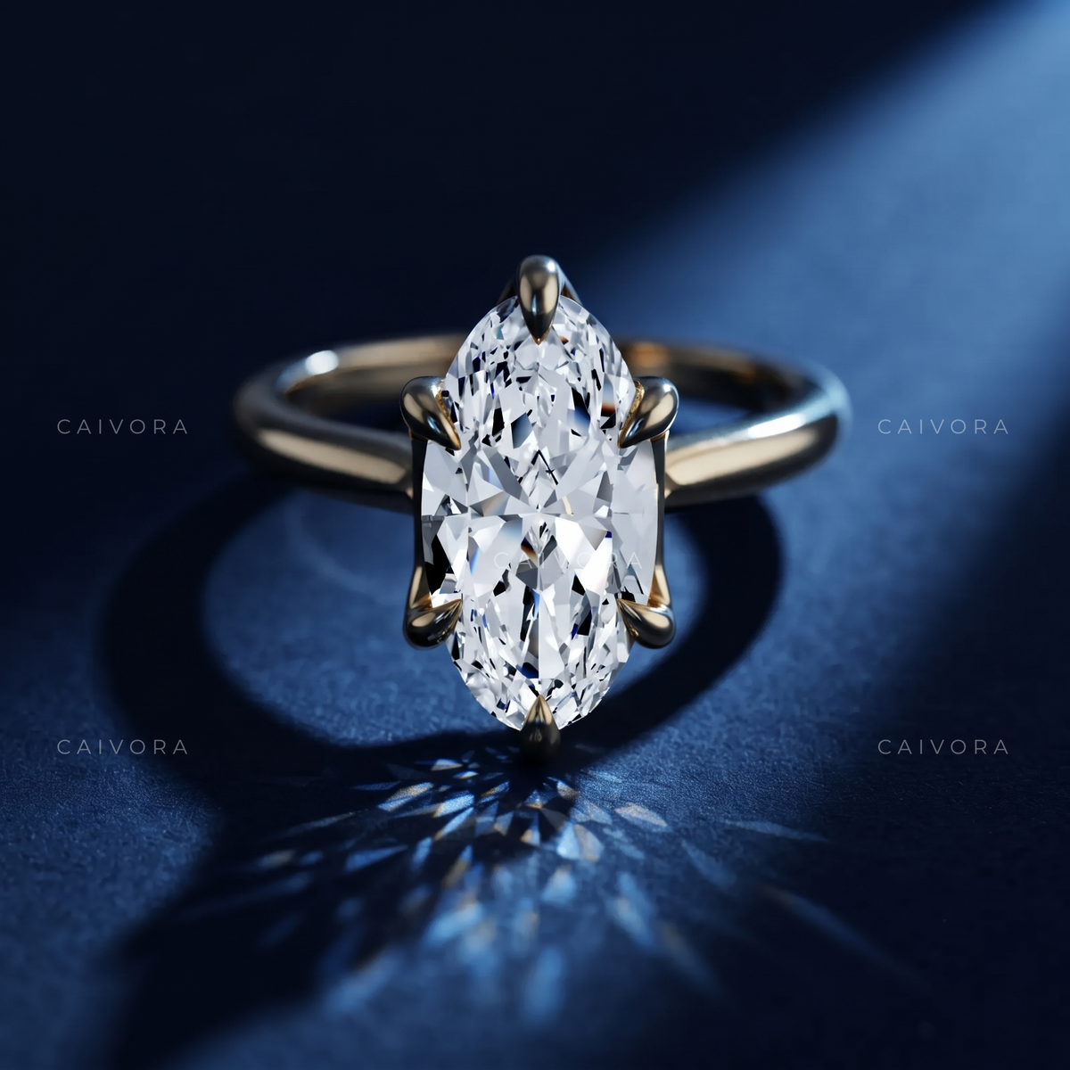Moval Cut Hidden Halo Pavé Tulip Engagement Ring