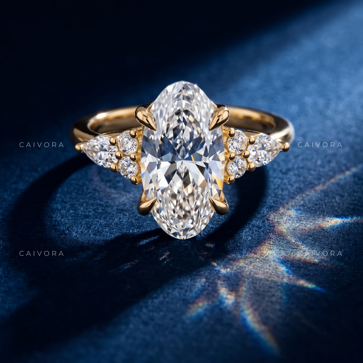 Latin-Inspired Diamond Engagement Ring with an Moval Center Stone