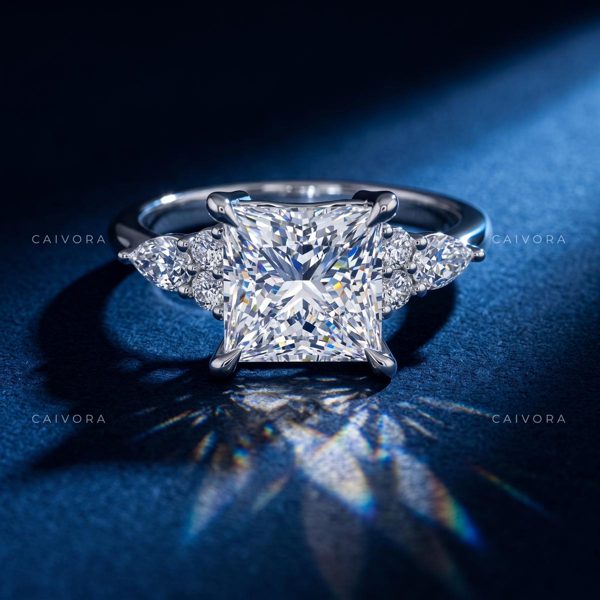 Latin-Inspired Diamond Engagement Ring Featuring an Asscher Cut Center