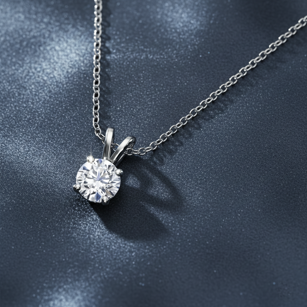 Exceptional Round Lab Diamond Solitaire Necklace