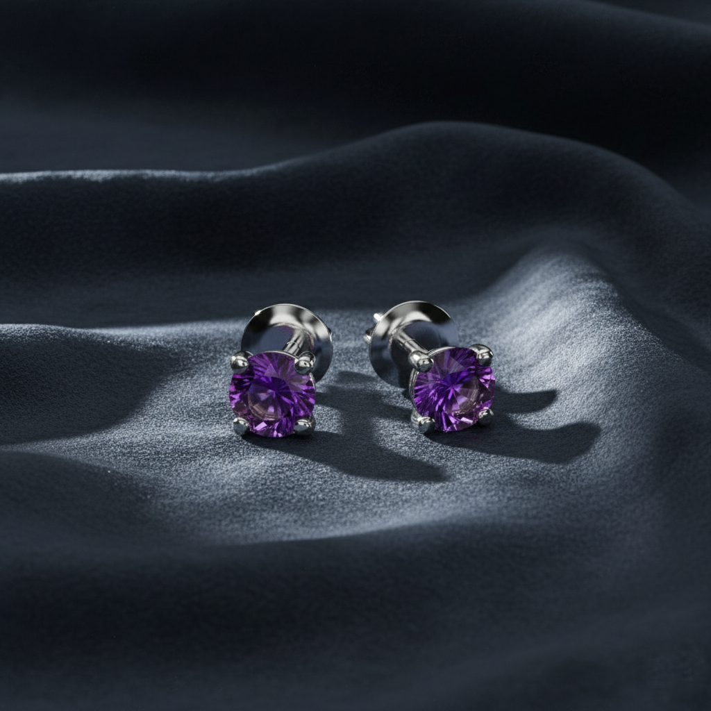 Calming Purple Gemstone Studs
