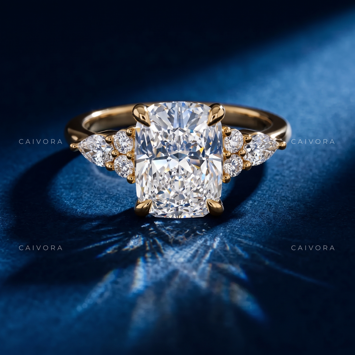 Elegant Triana Setting with a Cushion Cut Center Diamond