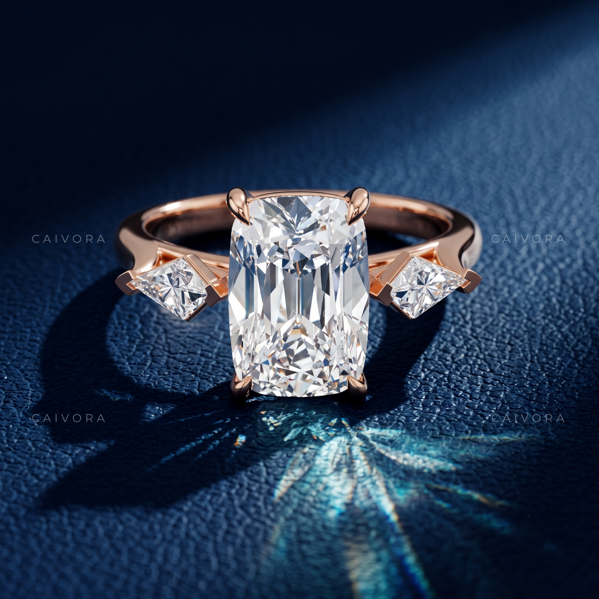 Vintage Three Stone Engagement Ring with Old Mine Diamond & Kite Accents