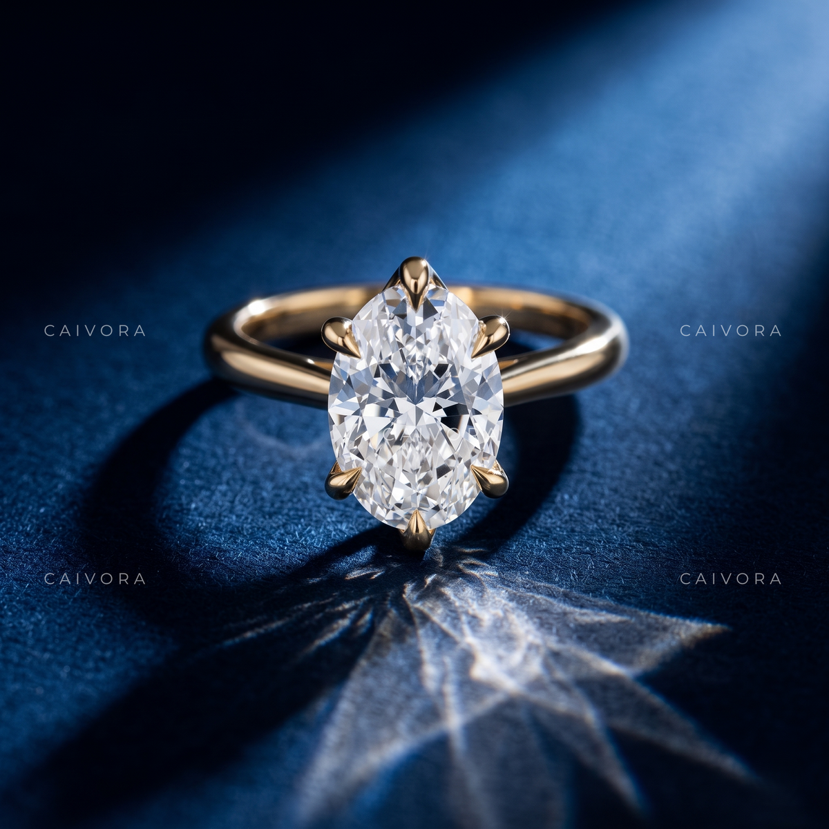 Timeless Tapered Cathedral Engagement Ring with an Oval Cut Diamond