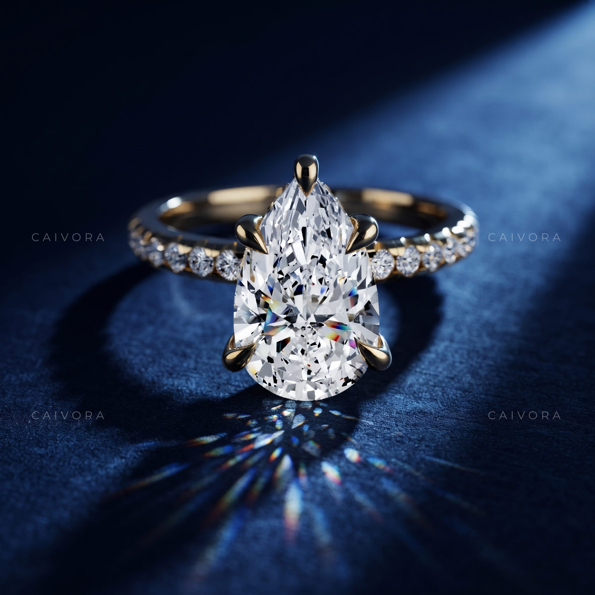 Pear Shaped Diamond Solitaire Engagement Ring