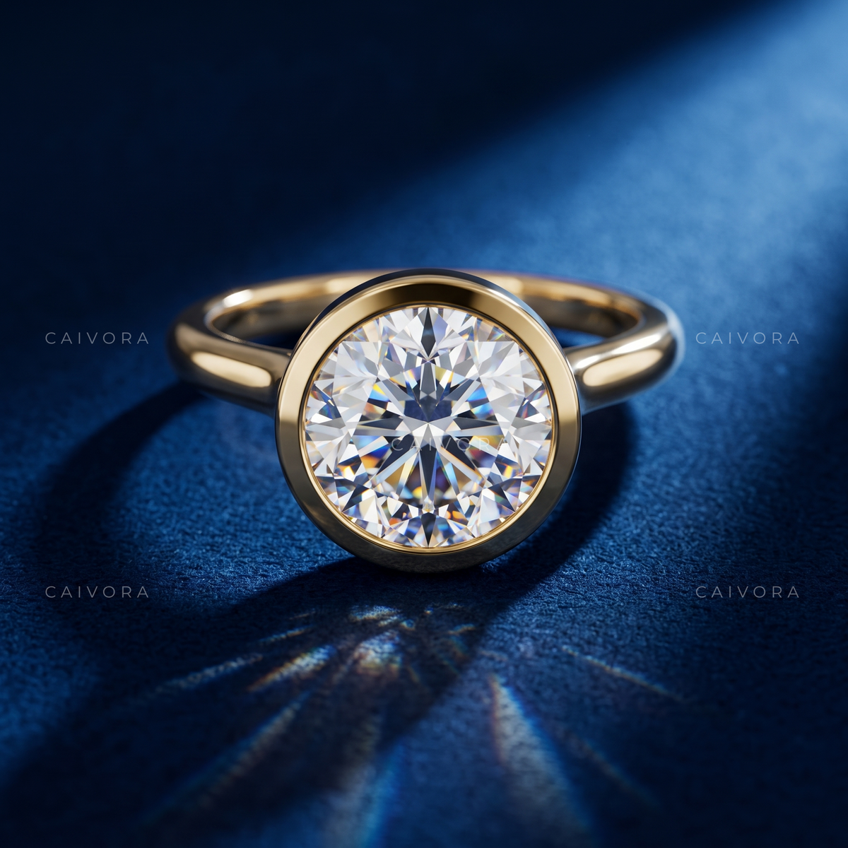 Round Bezel Set Solitaire Engagement Ring