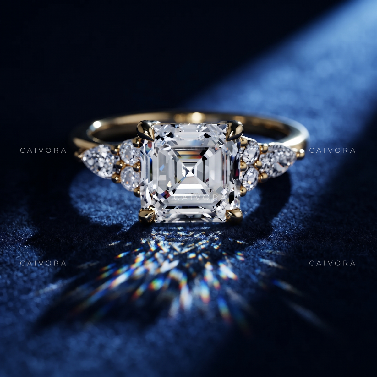 Distinctive Triana Engagement Ring Showcasing an Asscher Cut Diamond