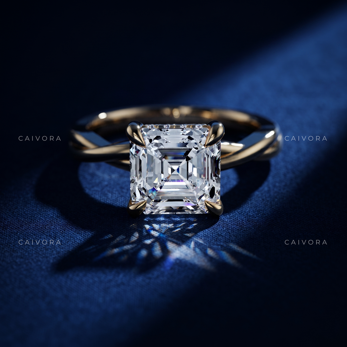 Vintage Prism Kosina Engagement Ring with an Asscher Cut Diamond