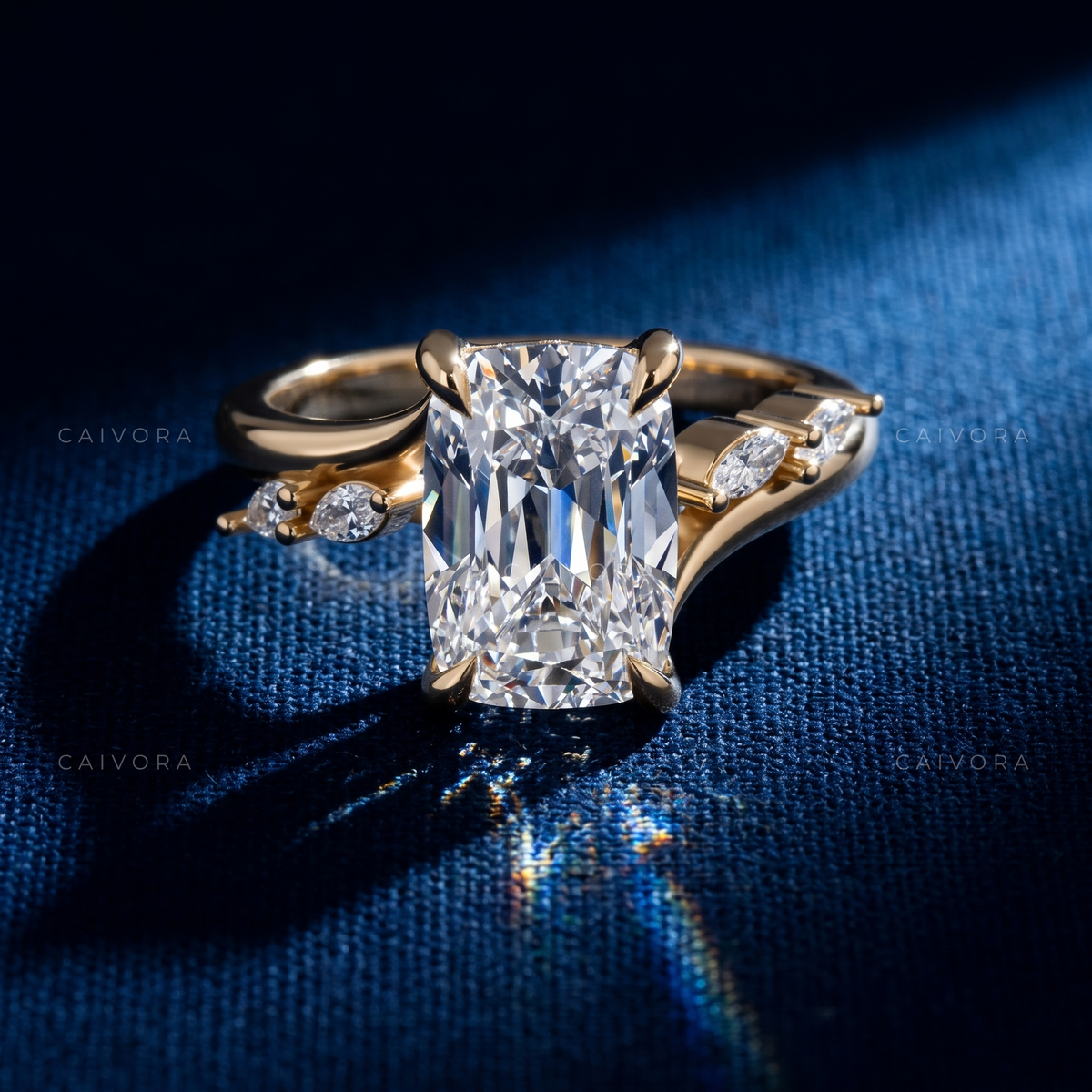 Elegant Twist Band Engagement Ring with Cushion Cut Diamond