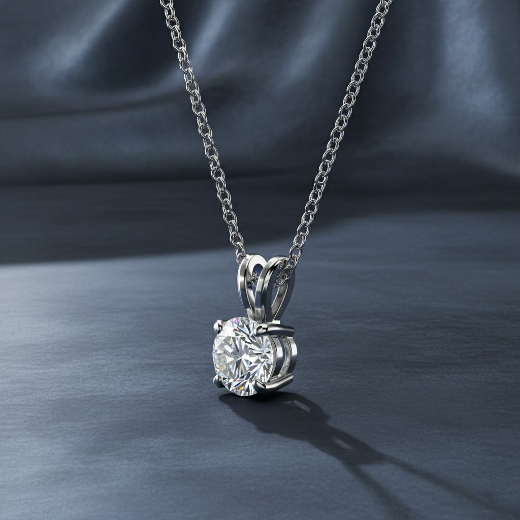Exceptional Round Lab Diamond Solitaire Necklace