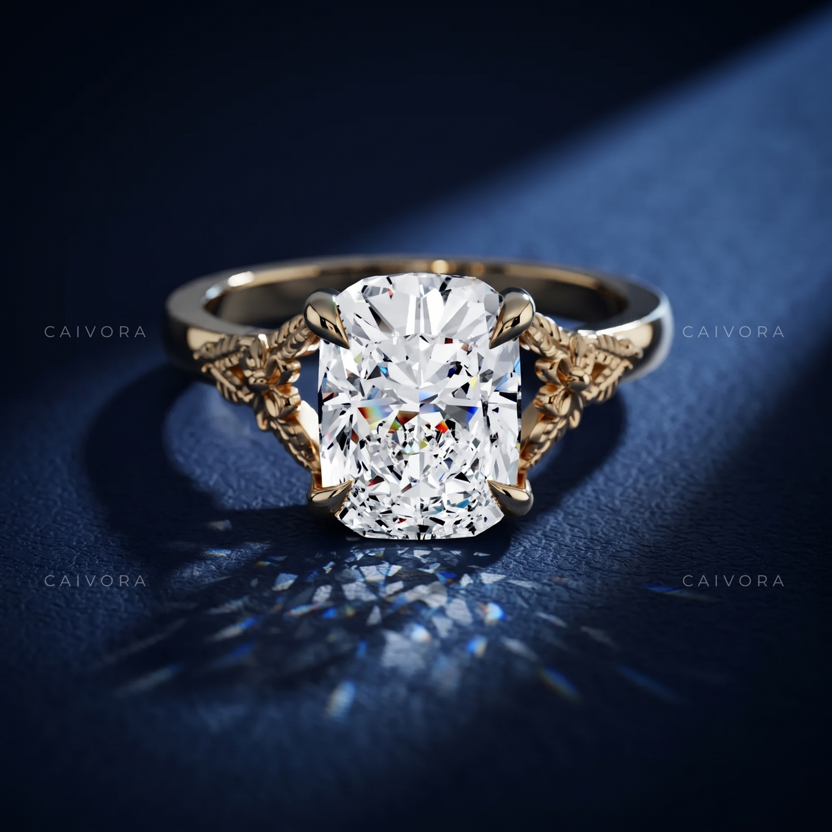 Valleria Sculpted Engagement Ring with an Elongated Cushion Diamond