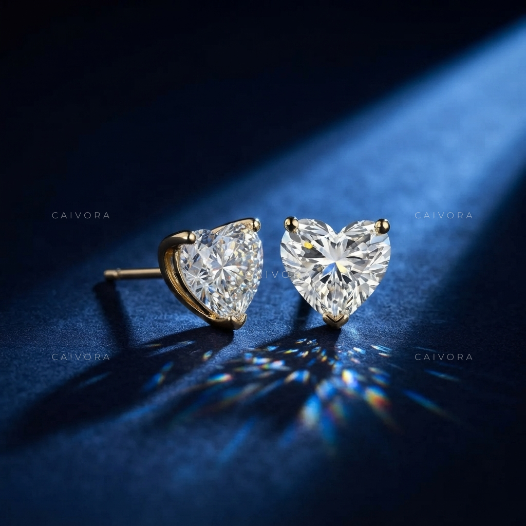 Luminous Heart 3-Prong Lab-Grown Diamond Stud Earrings