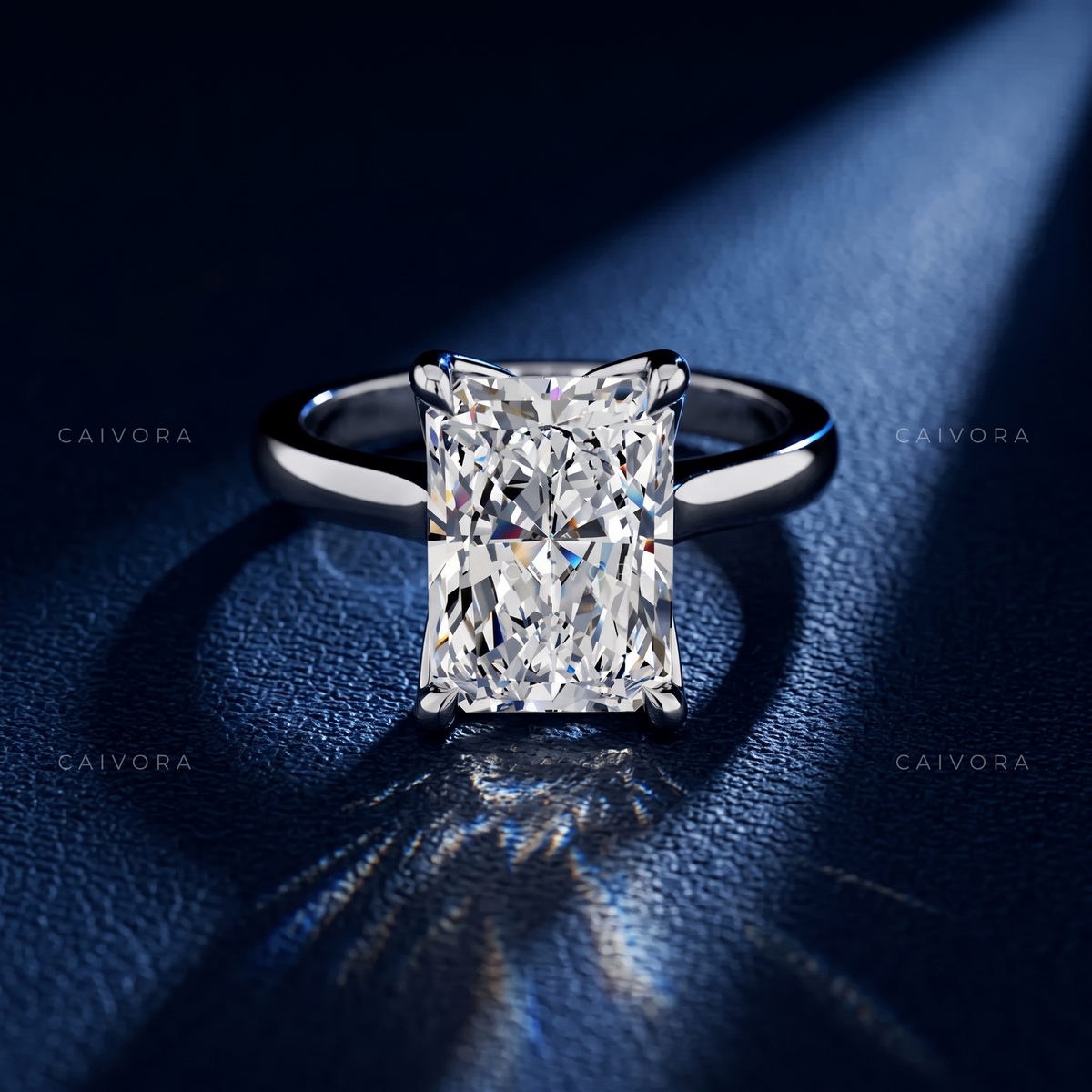 Radiant Cut Hidden Halo Pavé Tulip Engagement Ring