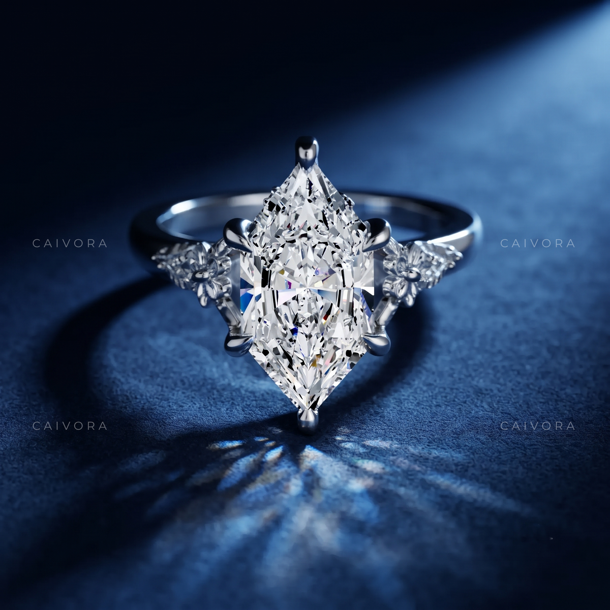 Evelora Sculpted Ring Showcasing a Dutch Marquise Diamond