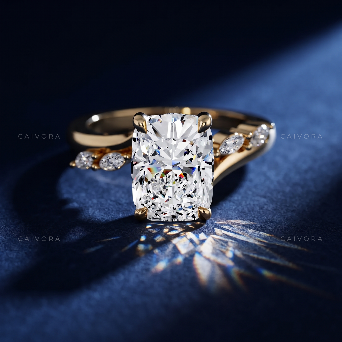 Cushion Cut Diamond Ring with Intertwined Twist Band