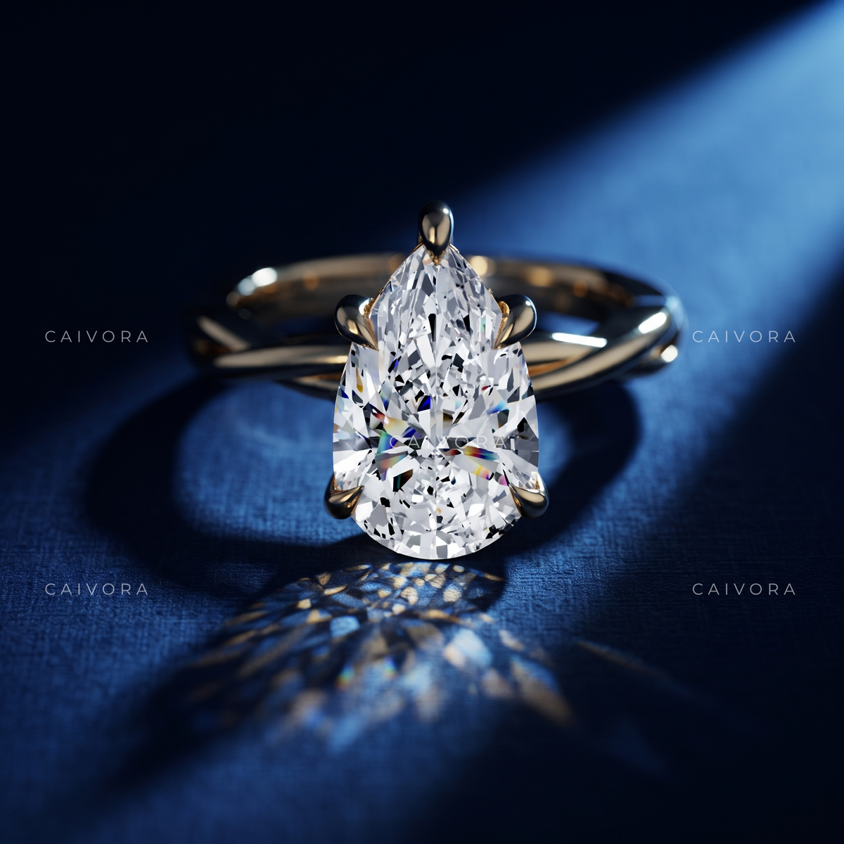 Petal Radiance Kosina Engagement Ring with a Pear Cut Diamond