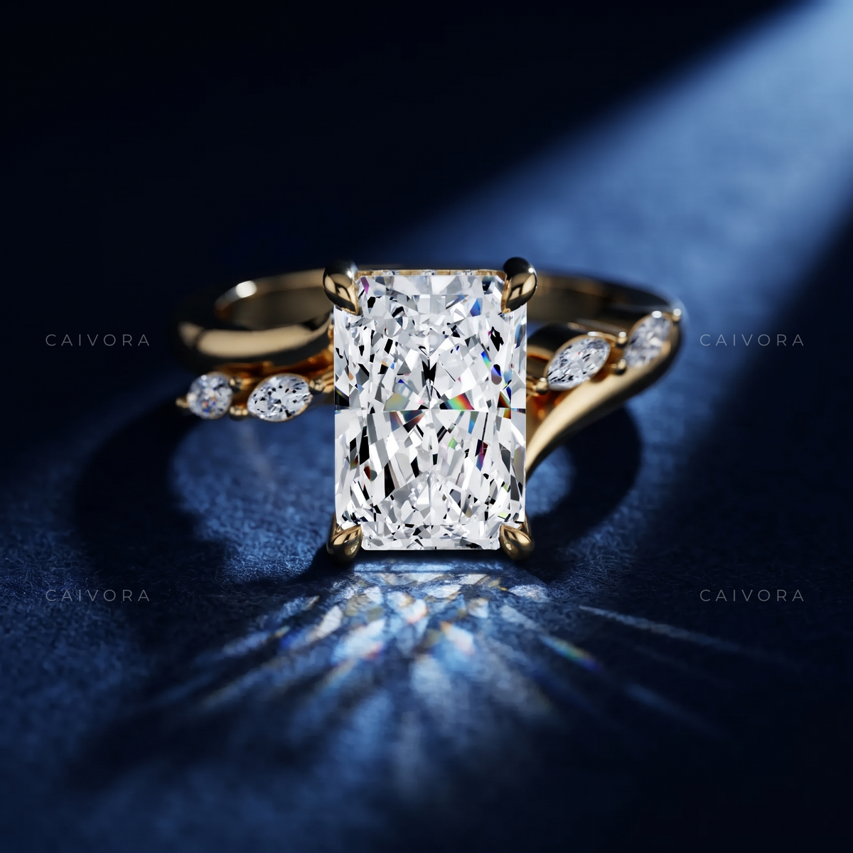 Elegant Twist Band Engagement Ring Featuring a Radiant Cut Diamond