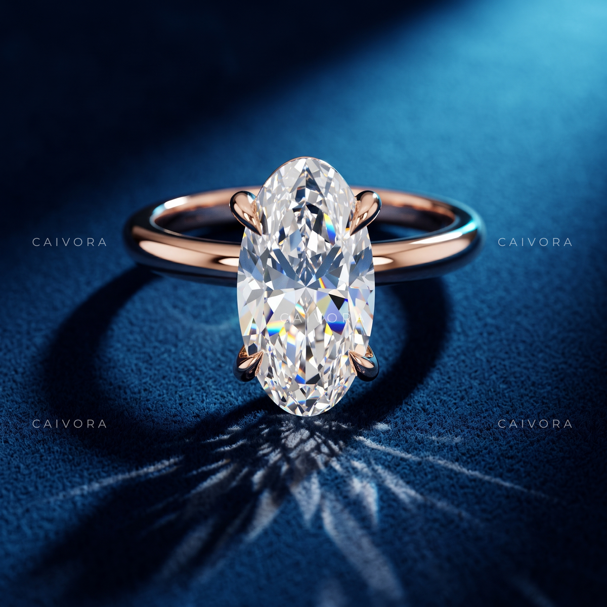 Moval Cut Four Prong Solitaire Engagement Ring