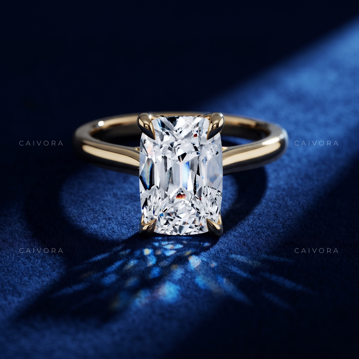 Old Mine Cut Hidden Halo Pavé Tulip Engagement Ring