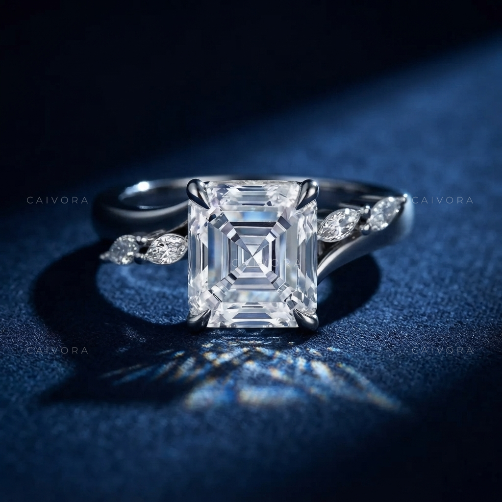 Asscher Cut Diamond Twist Engagement Ring