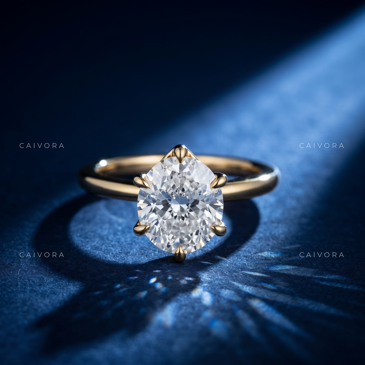 Classic Tapered Cathedral Engagement Ring Centered on a Round Cut Diamond