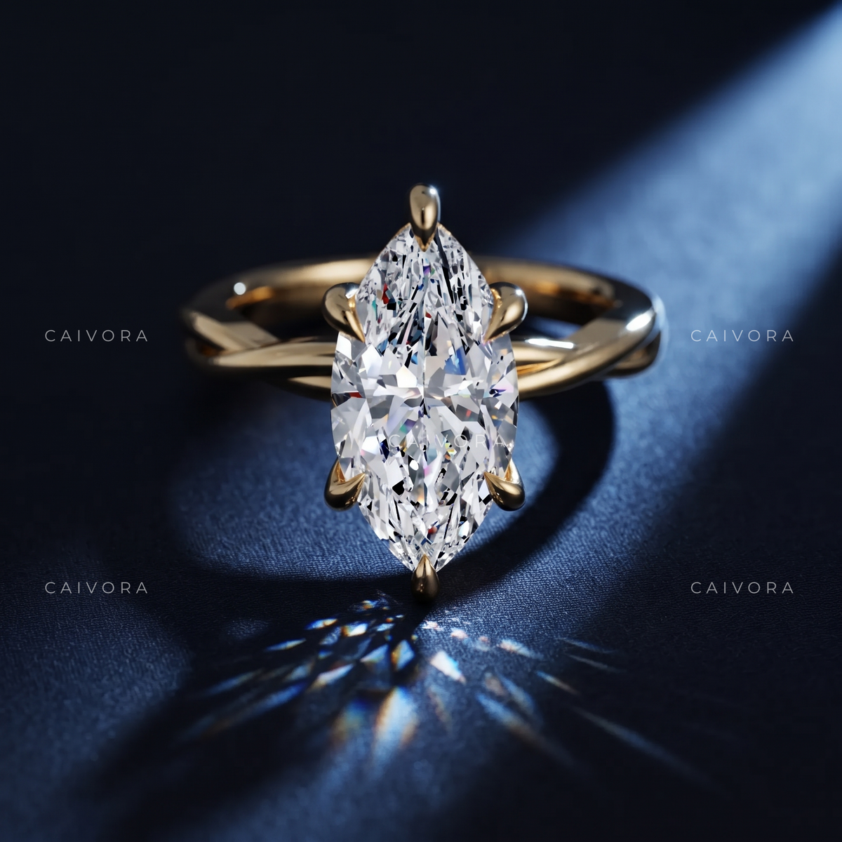 Timeless Elegance with a Marquise Cut Center Diamond