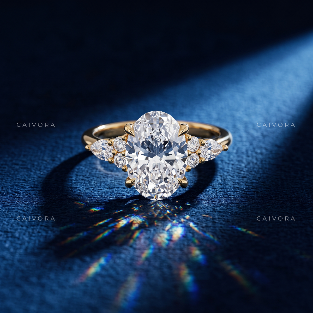Distinctive Latin-Inspired Engagement Ring with an Oval Cut Center