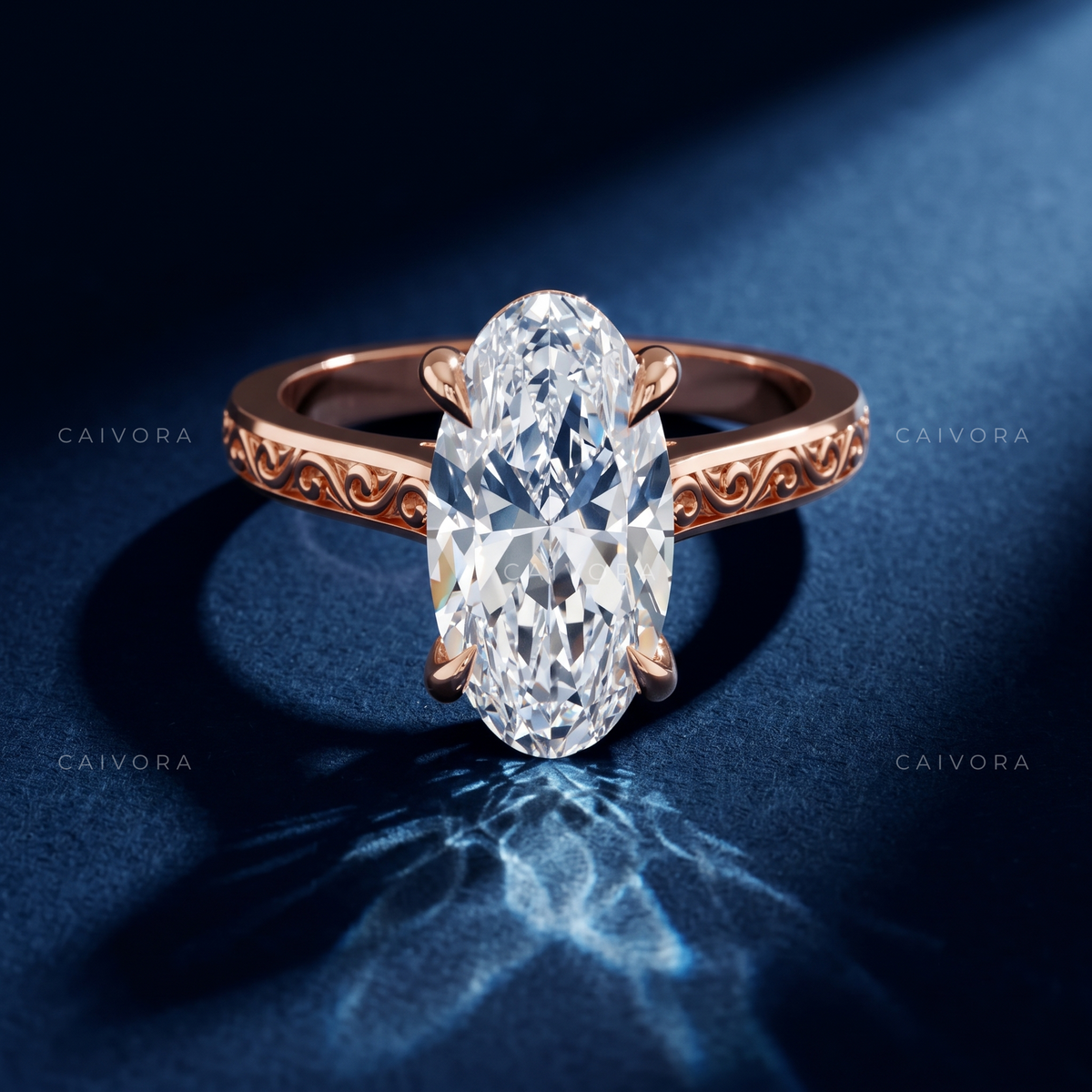 Moval Diamond Modern Architectural Engagement Ring