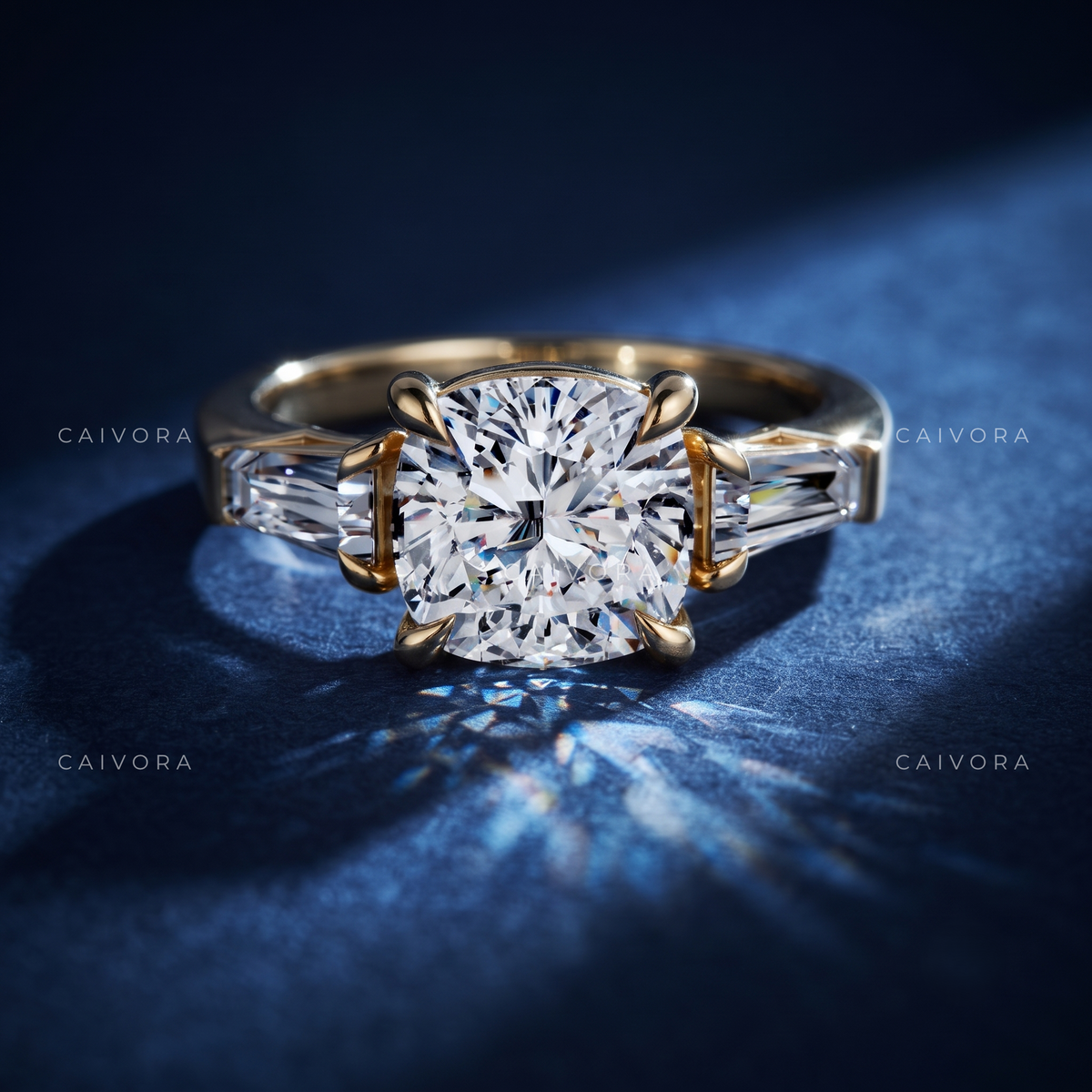 Soft Geometry with a Cushion Cut Center Diamond