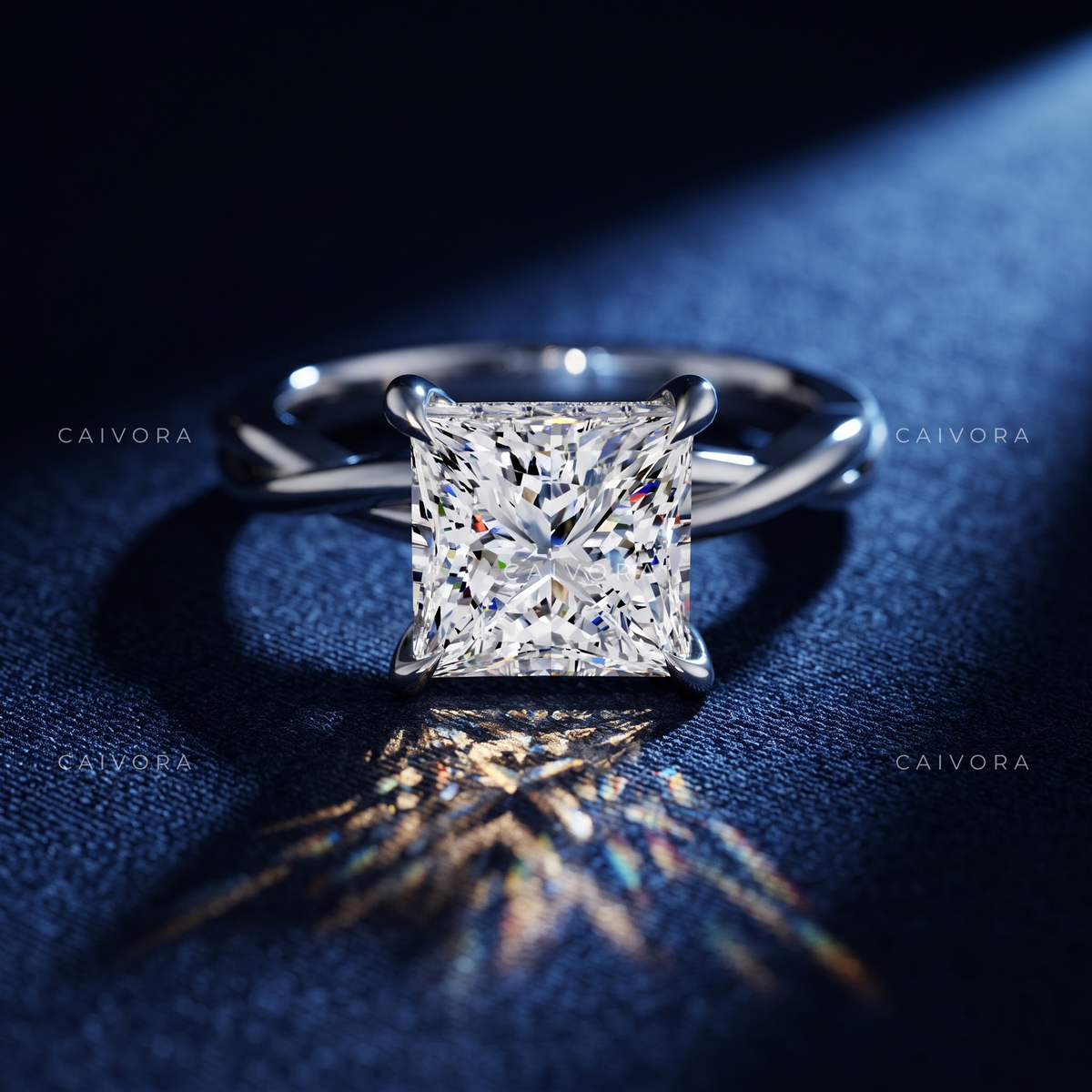 Art Deco Aura Kosina Engagement Ring Showcasing an  Princess Cut Diamond