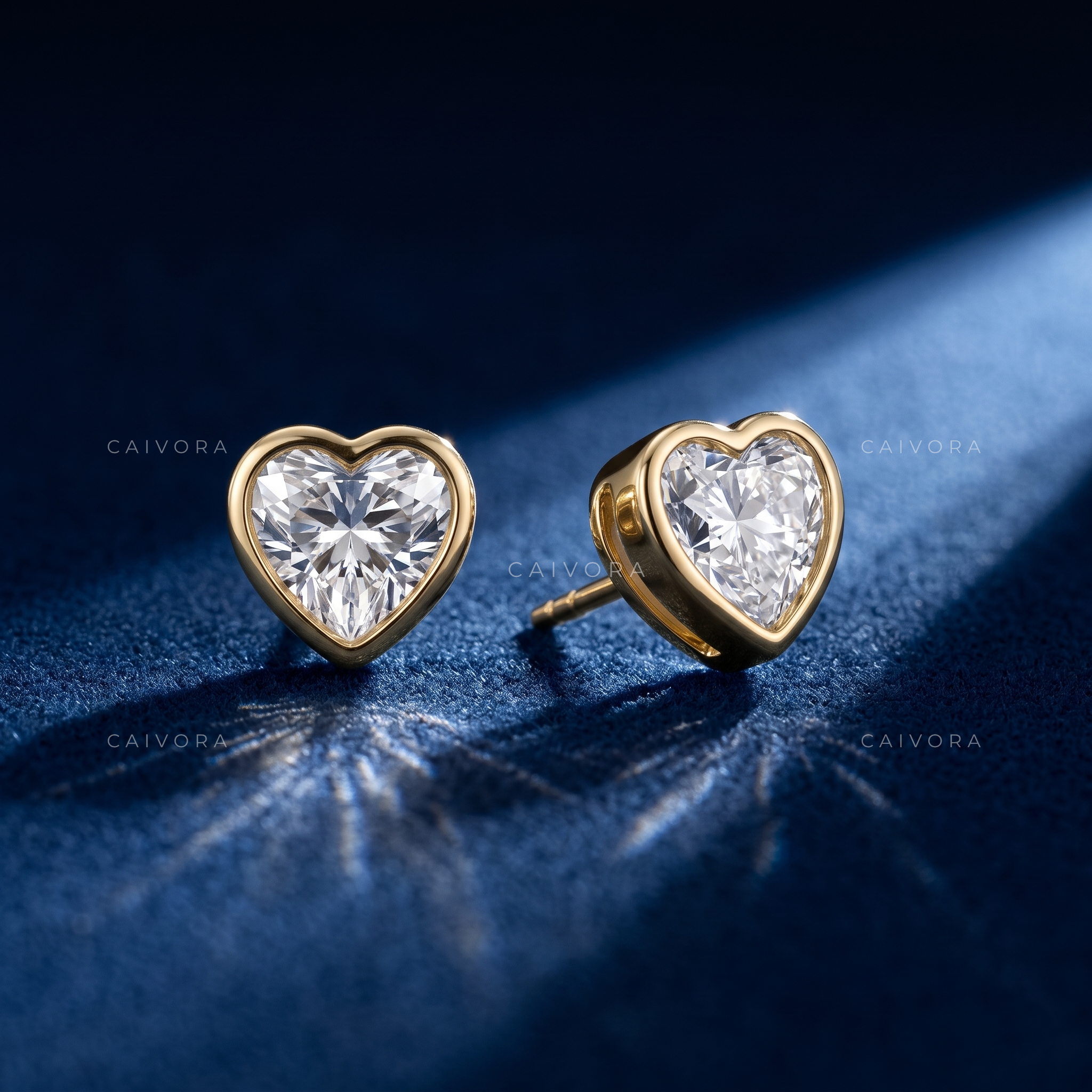 Amora Romantic Bezel Heart Stud Earrings