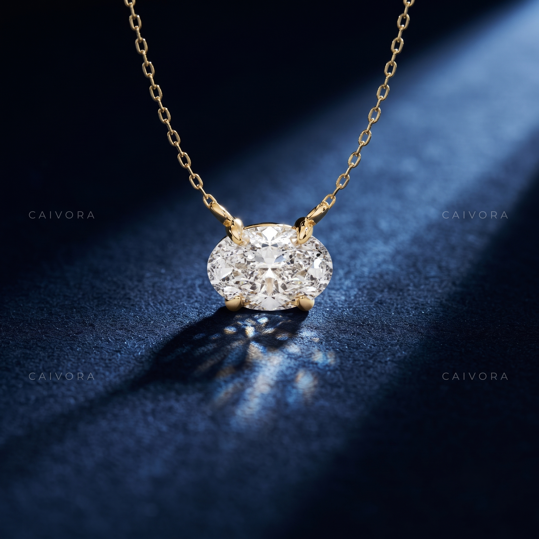 Oval Lab-Grown Diamond Solitaire Pendant Necklace