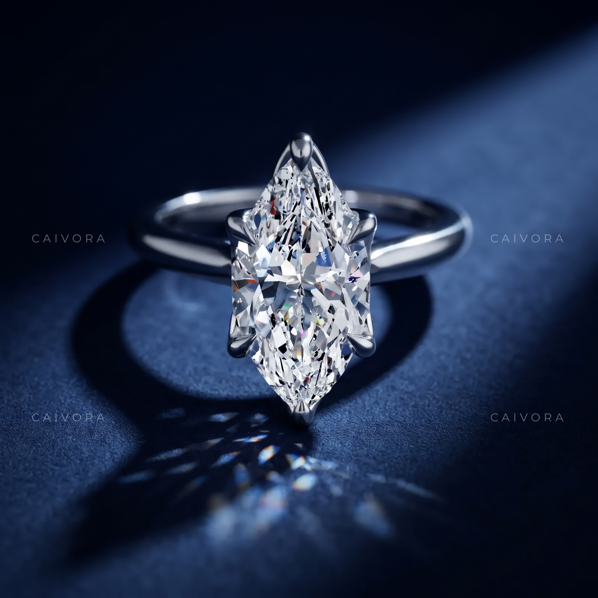 Marquise Cut Hidden Halo Pavé Tulip Engagement Ring