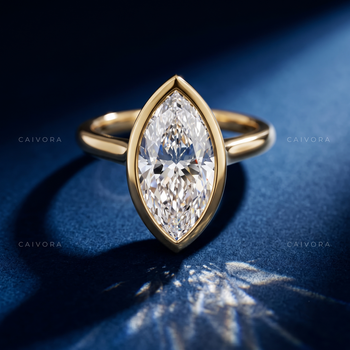 Marquise Diamond Modern Bezel Engagement Ring