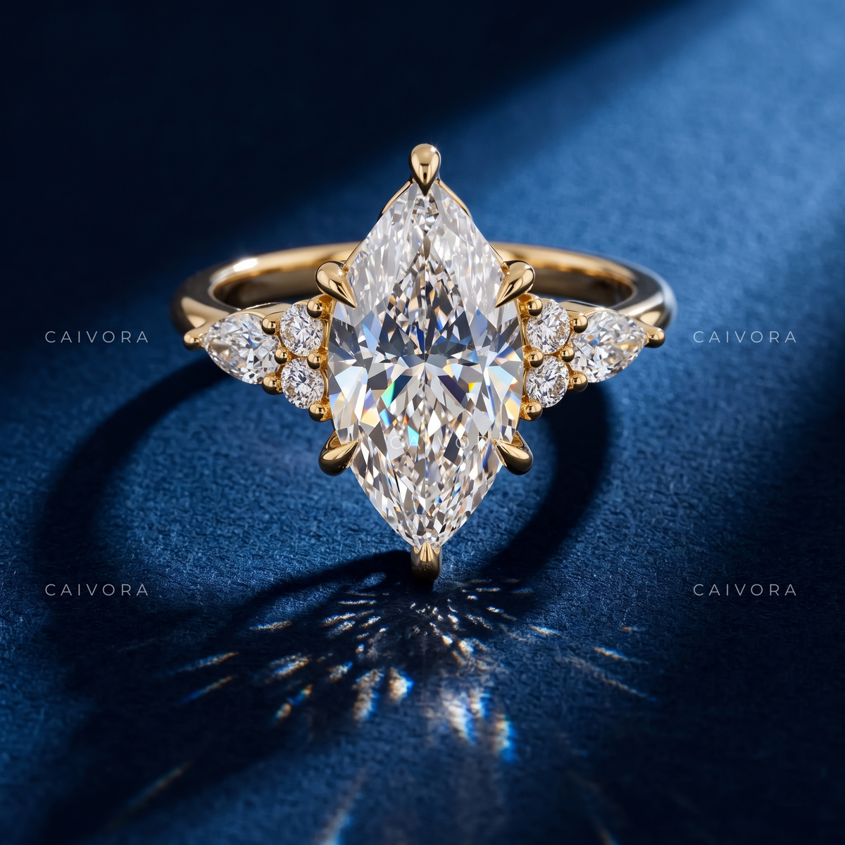 Elegant Triana Engagement Ring with a Marquise Cut Center Diamond