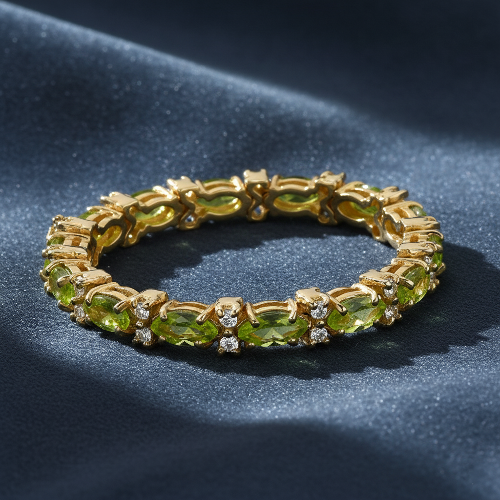 Verdant Peridot and Diamond Tennis Bracelet