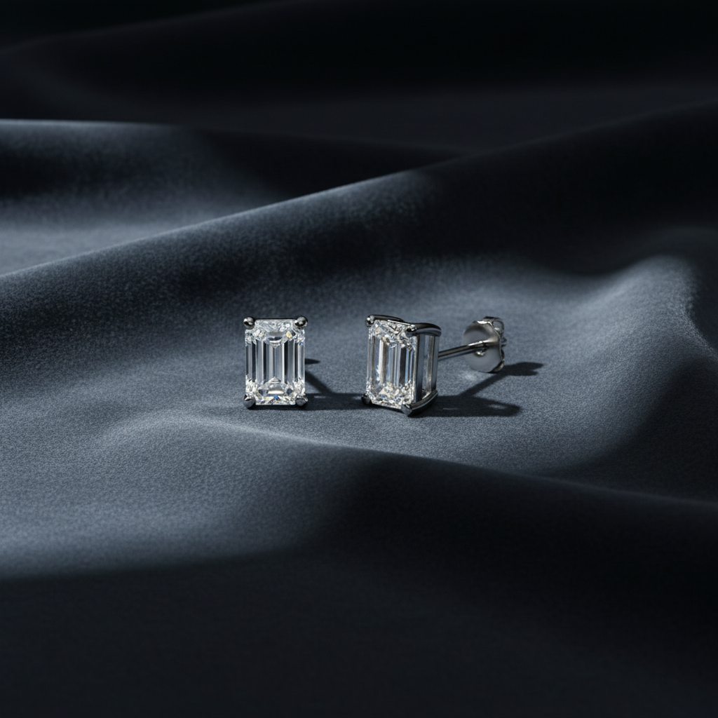 Timeless Emerald Cut Diamond Stud Earrings