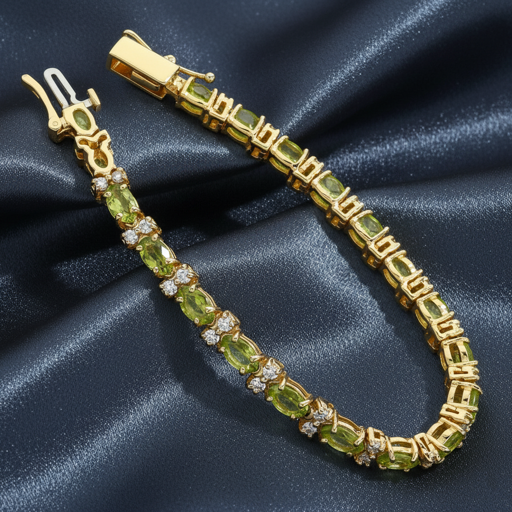 Verdant Peridot and Diamond Tennis Bracelet