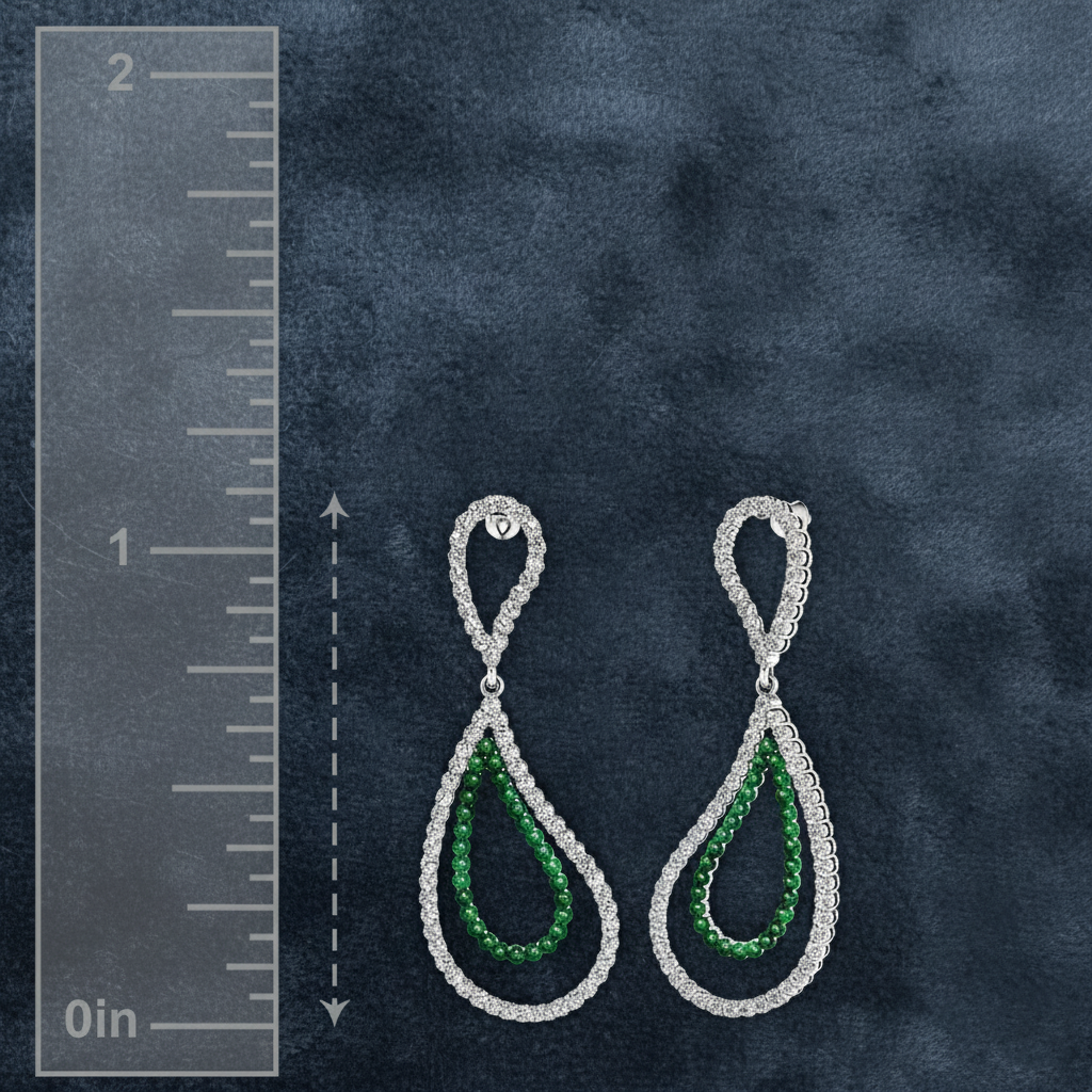 Stunning Teardrop Diamond and Emerald Earrings