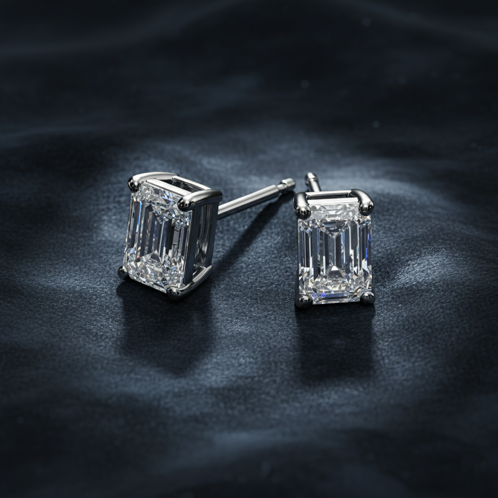 Timeless Emerald Cut Diamond Stud Earrings