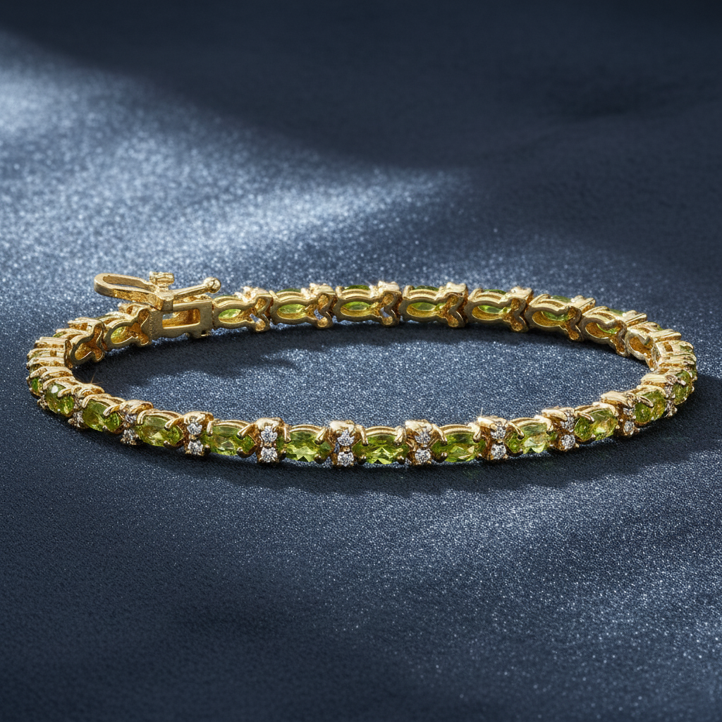 Verdant Peridot and Diamond Tennis Bracelet