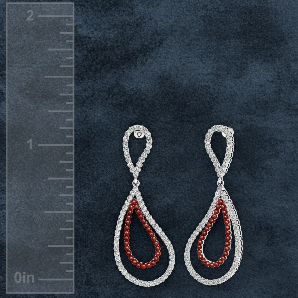 Luxury Ruby and Diamond Curved Dangle Earrings
