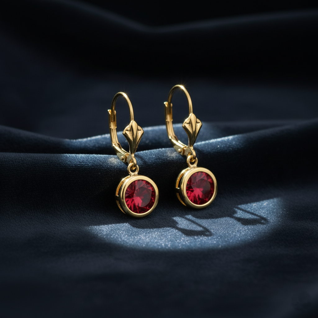 Stunning Garnet Bezel Drop Earrings