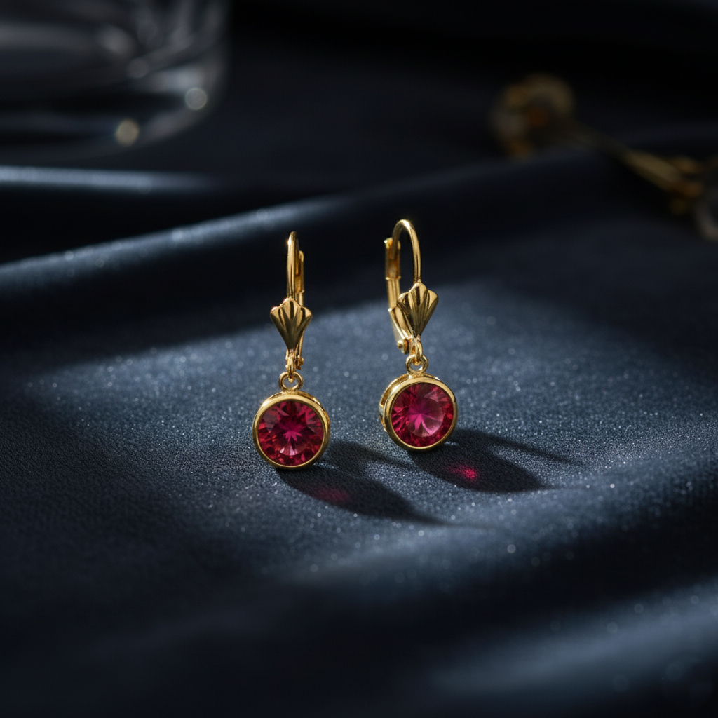 Stunning Garnet Bezel Drop Earrings