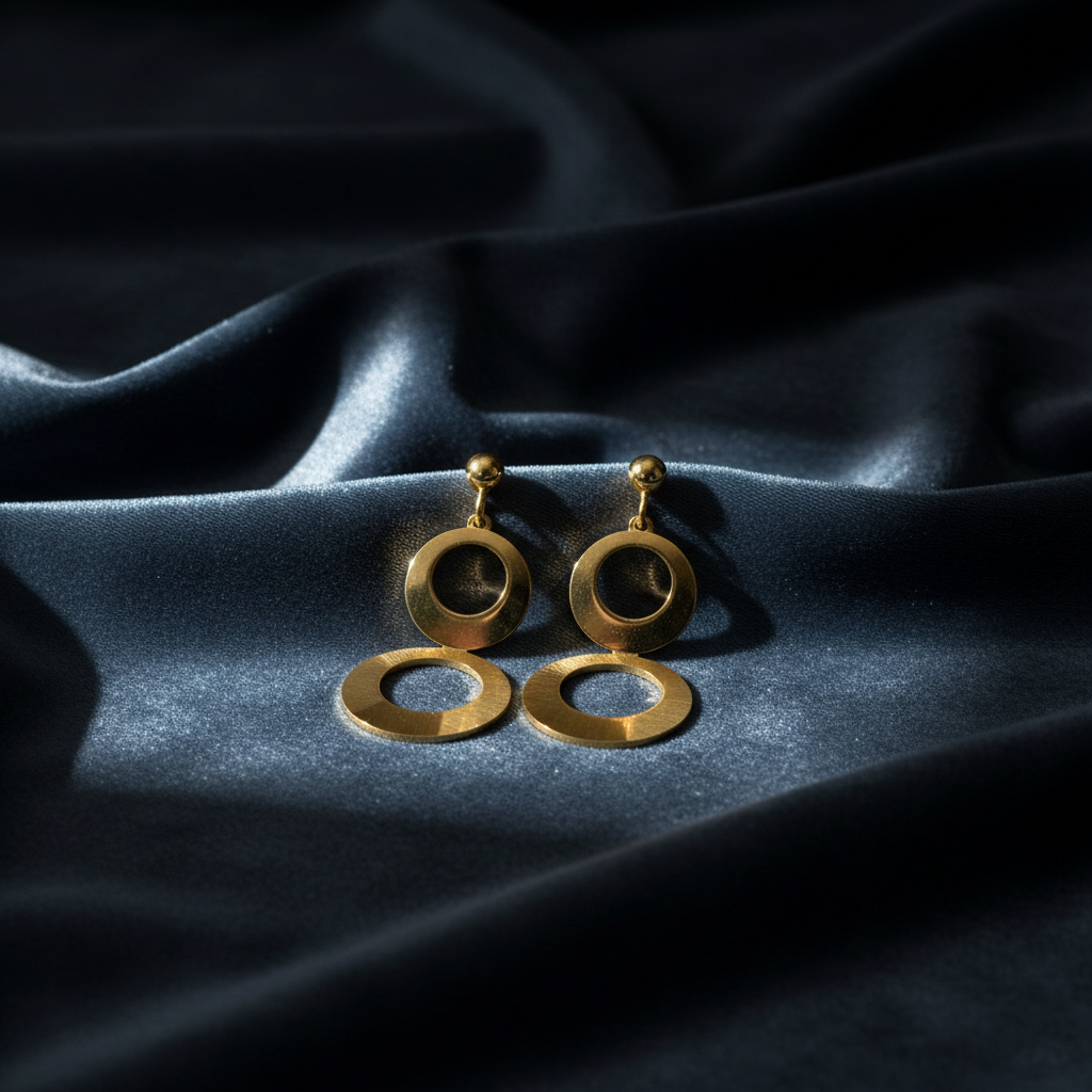 Dynamic Mixed Finish Circle Dangle Earrings