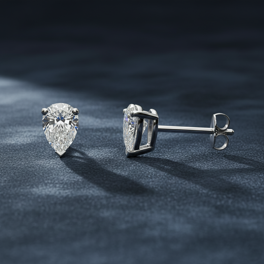 Exquisite Pear Cut Diamond Stud Earrings