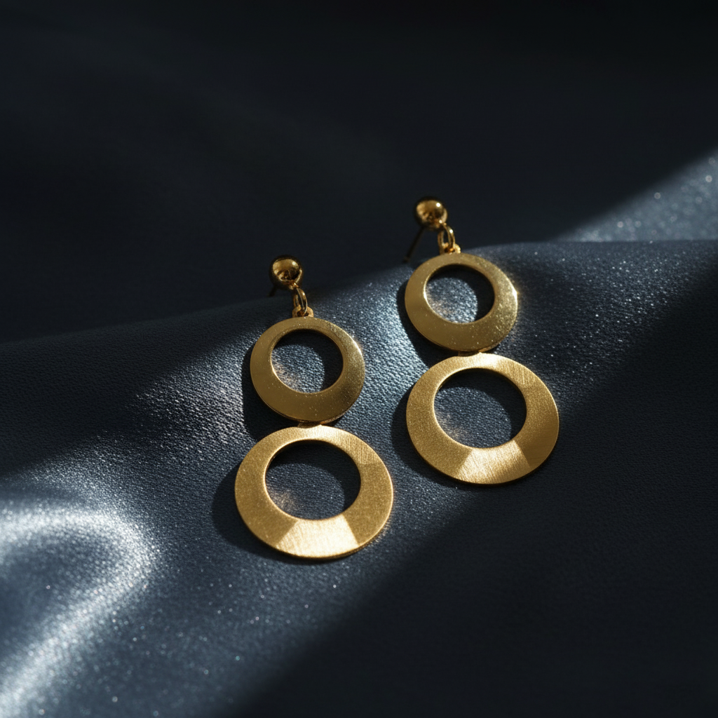 Dynamic Mixed Finish Circle Dangle Earrings